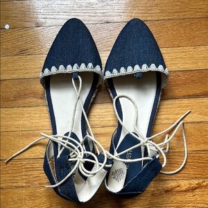 Stylish Denim Lace-Up Flats